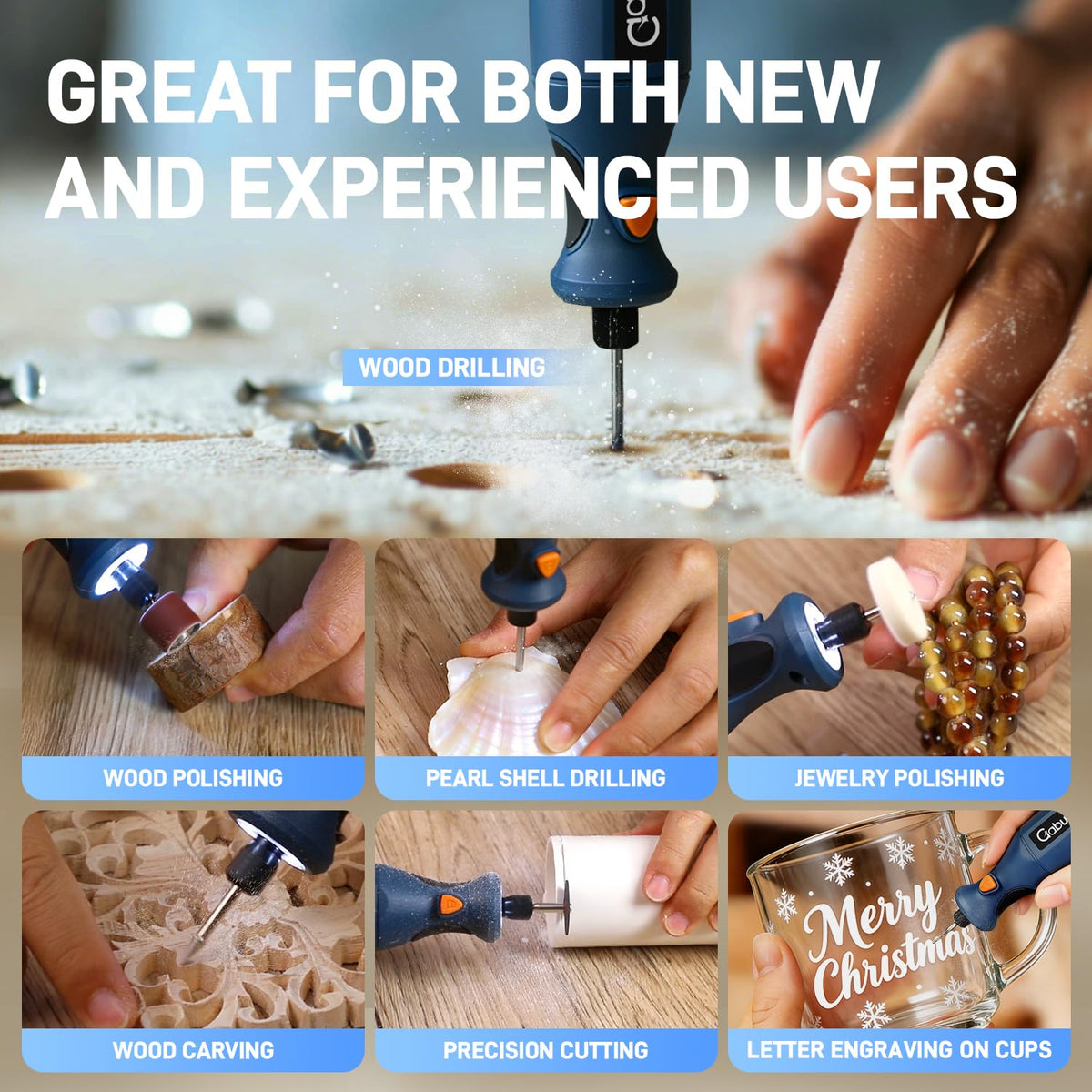 Gabujau grinding head replacement with included wrench ensures secure changes
