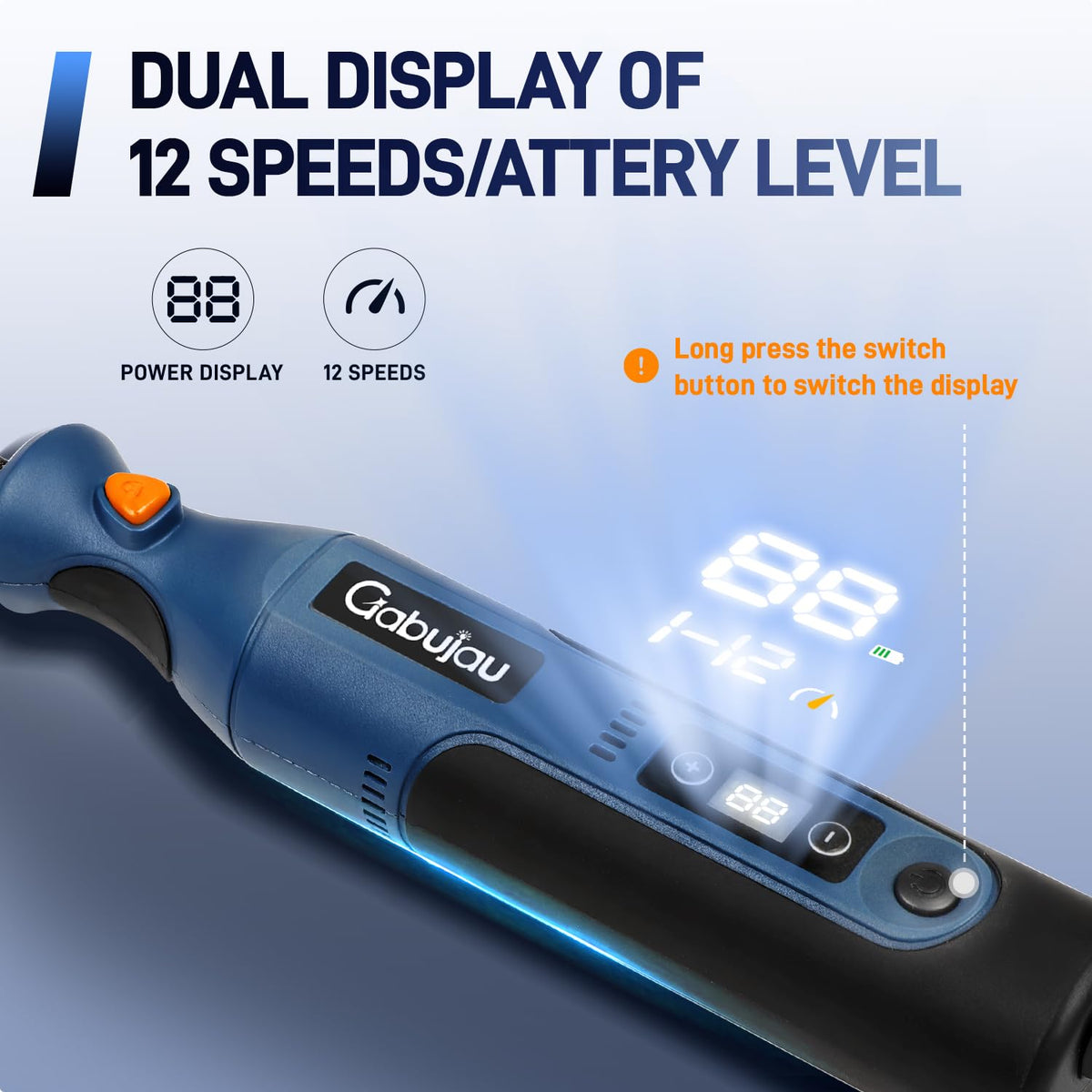 Gabujau cordless tool charging via USB-C with power display for on-the-go use