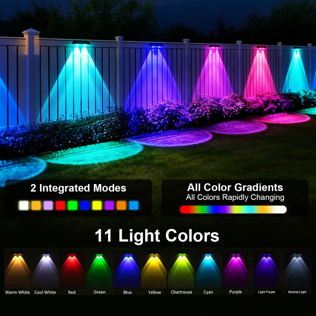 Gachiwar solar fence lights adhesive or screw installation option for flexible placement.
