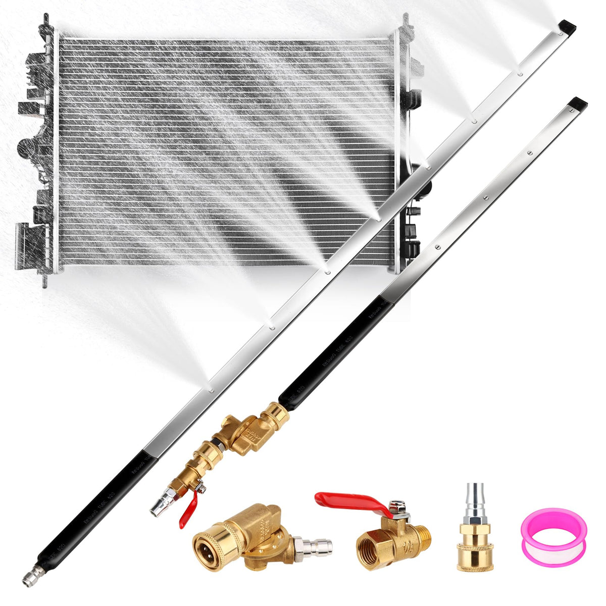 GADFISH 48in radiator wand reaches tight spaces for thorough automotive radiator cleaning.