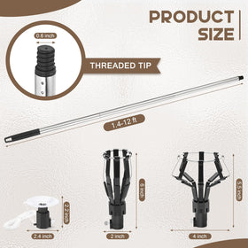 Includes 10 poles and 3 adapter heads for multiple bulb sizes.