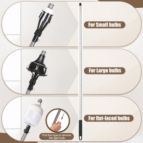 Stainless steel pole is lightweight yet sturdy for comfortable high-ceiling work.