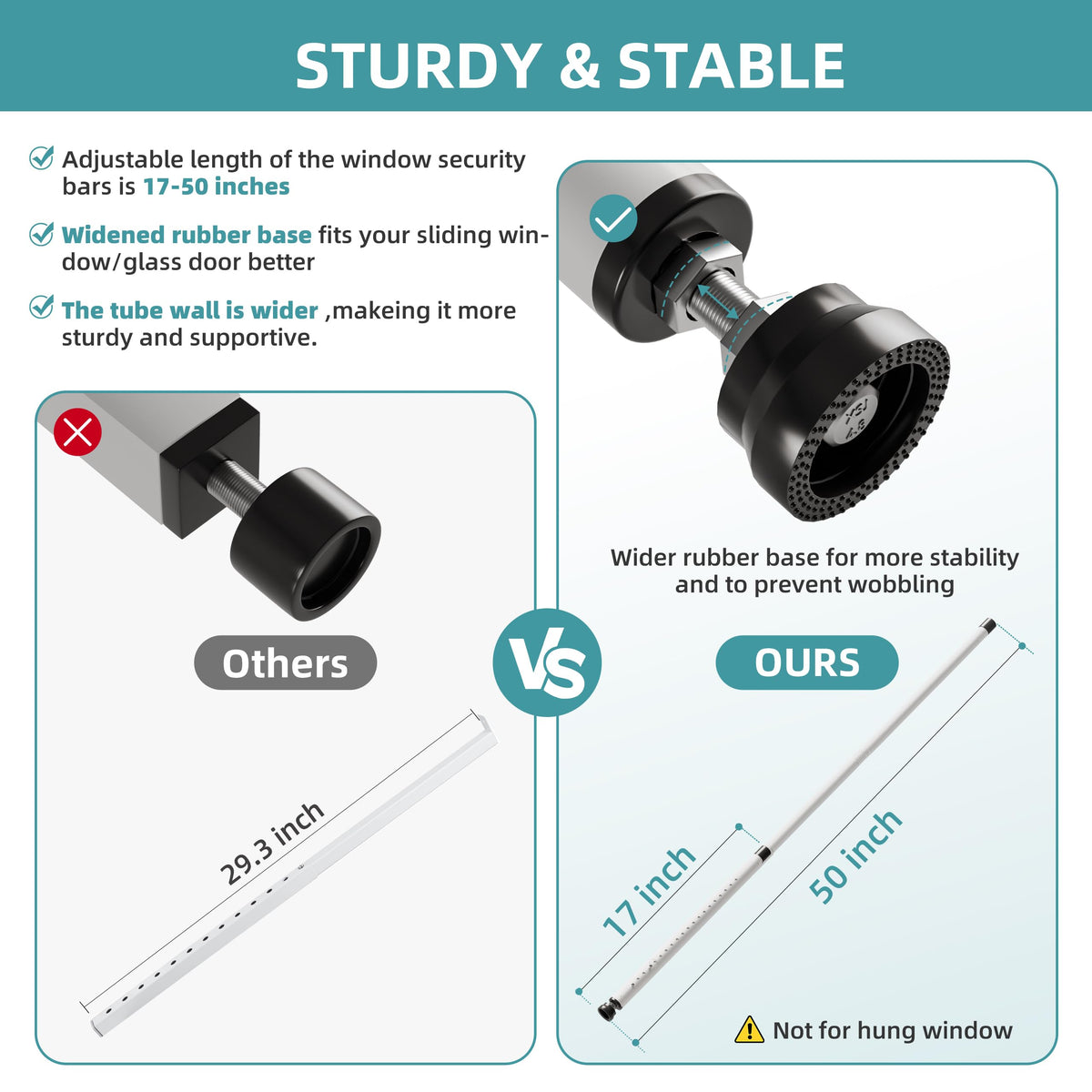 Gadgetzan Sliding Door Security Bar Easy Install shown without tools.
