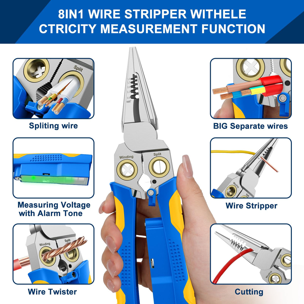 GADO Pro tool side view with voltage tester emphasizes safe live-wiring checks