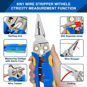 GADO Pro tool side view with voltage tester emphasizes safe live-wiring checks