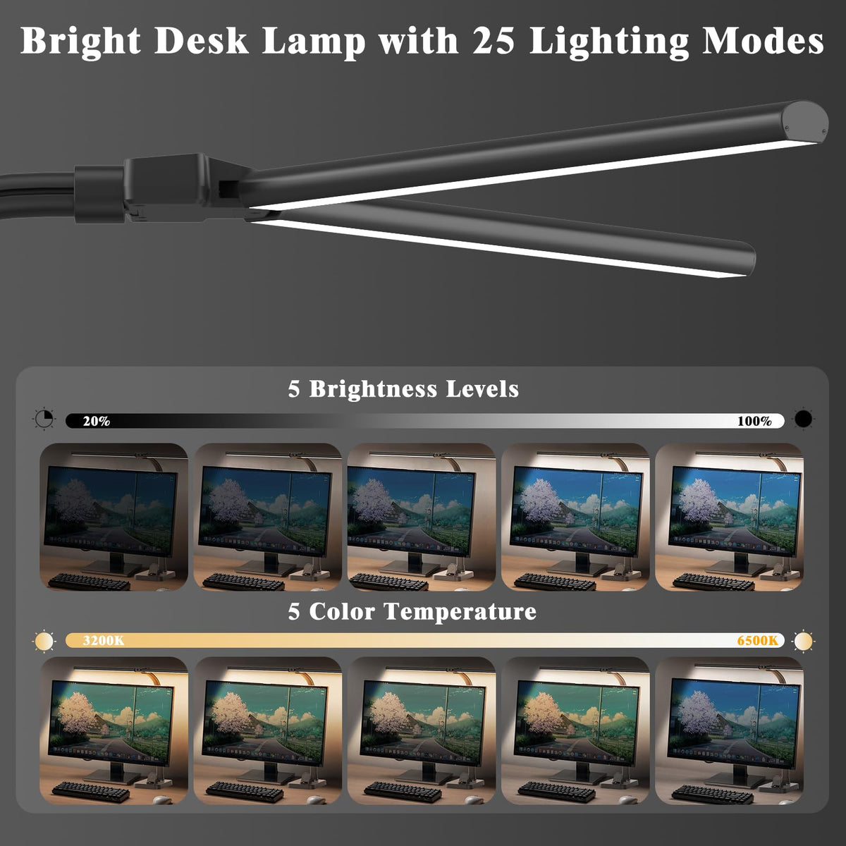 GAEFURY desk lamp gooseneck angle adjustment supports precise lighting.