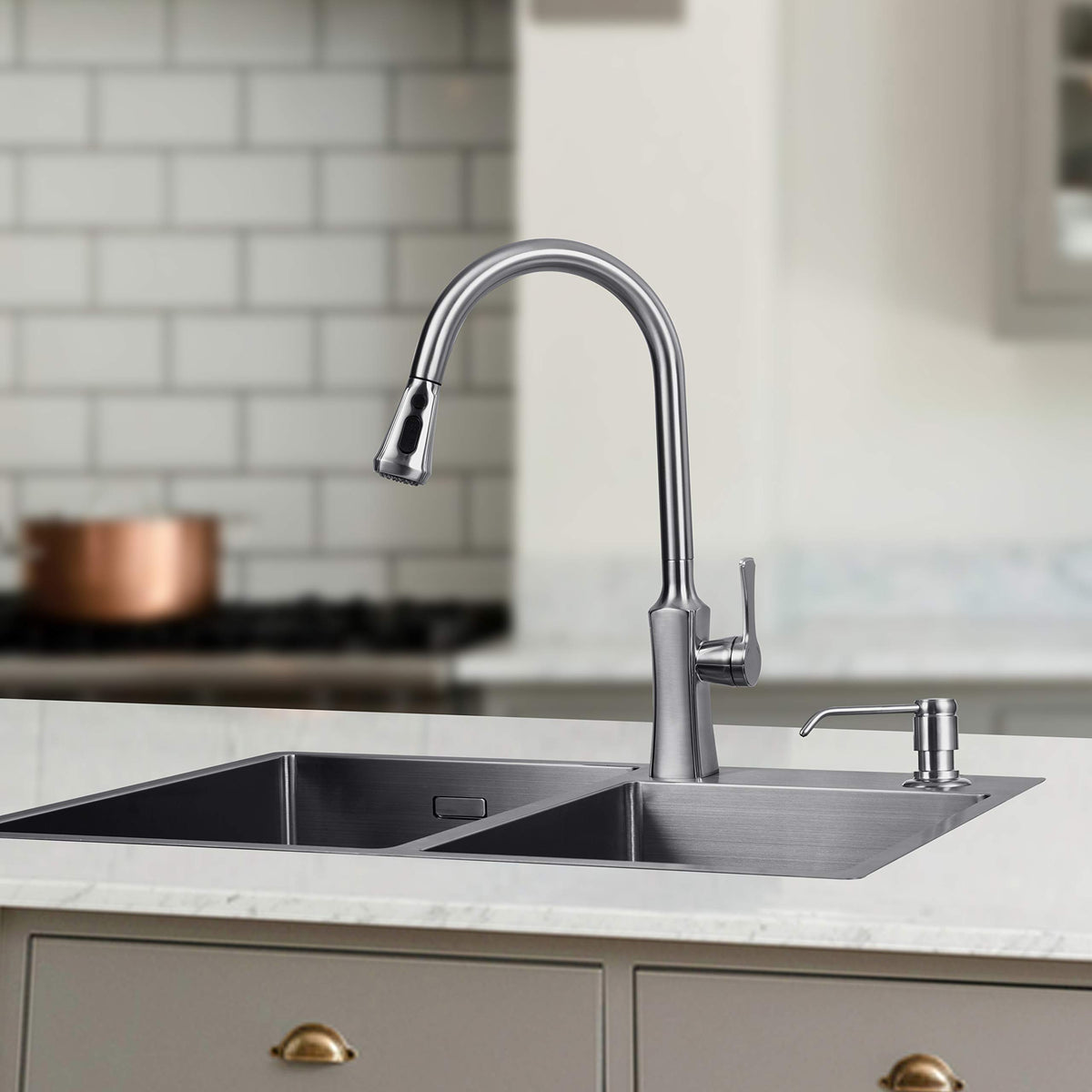 GAGALIFE brushed nickel finish enhances modern kitchen design