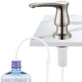 GAGALIFE brushed-nickel dispenser with under-sink design for clutter-free countertops.