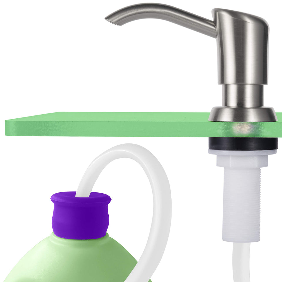 GAGALIFE built-in counter soap dispenser with brushed nickel finish for a clean kitchen sink.