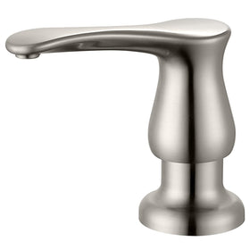 GAGALIFE brushed nickel kitchen sink dispenser with 17 oz bottle for easy top refills.