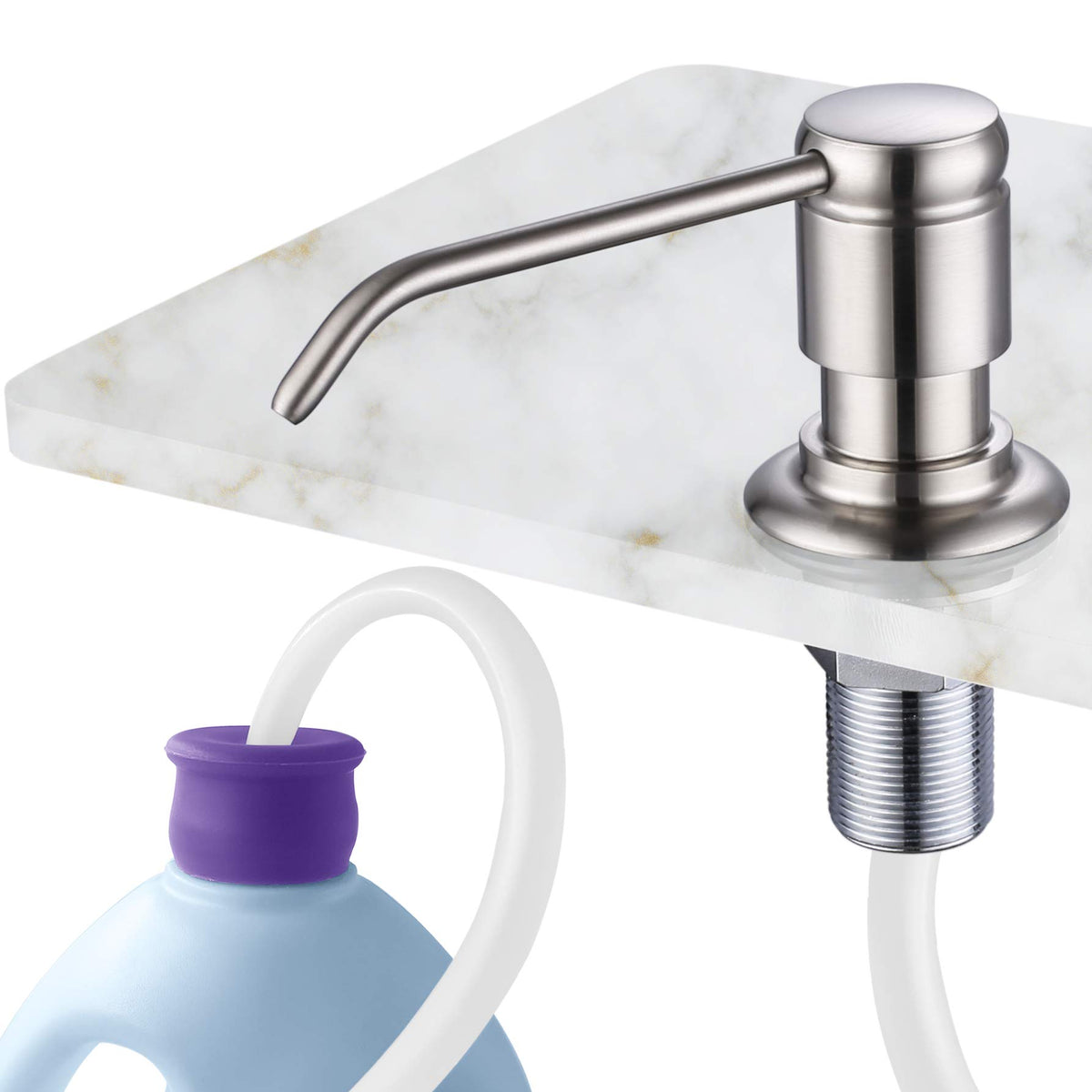 GAGALIFE brushed nickel soap dispenser pump for mess-free refills