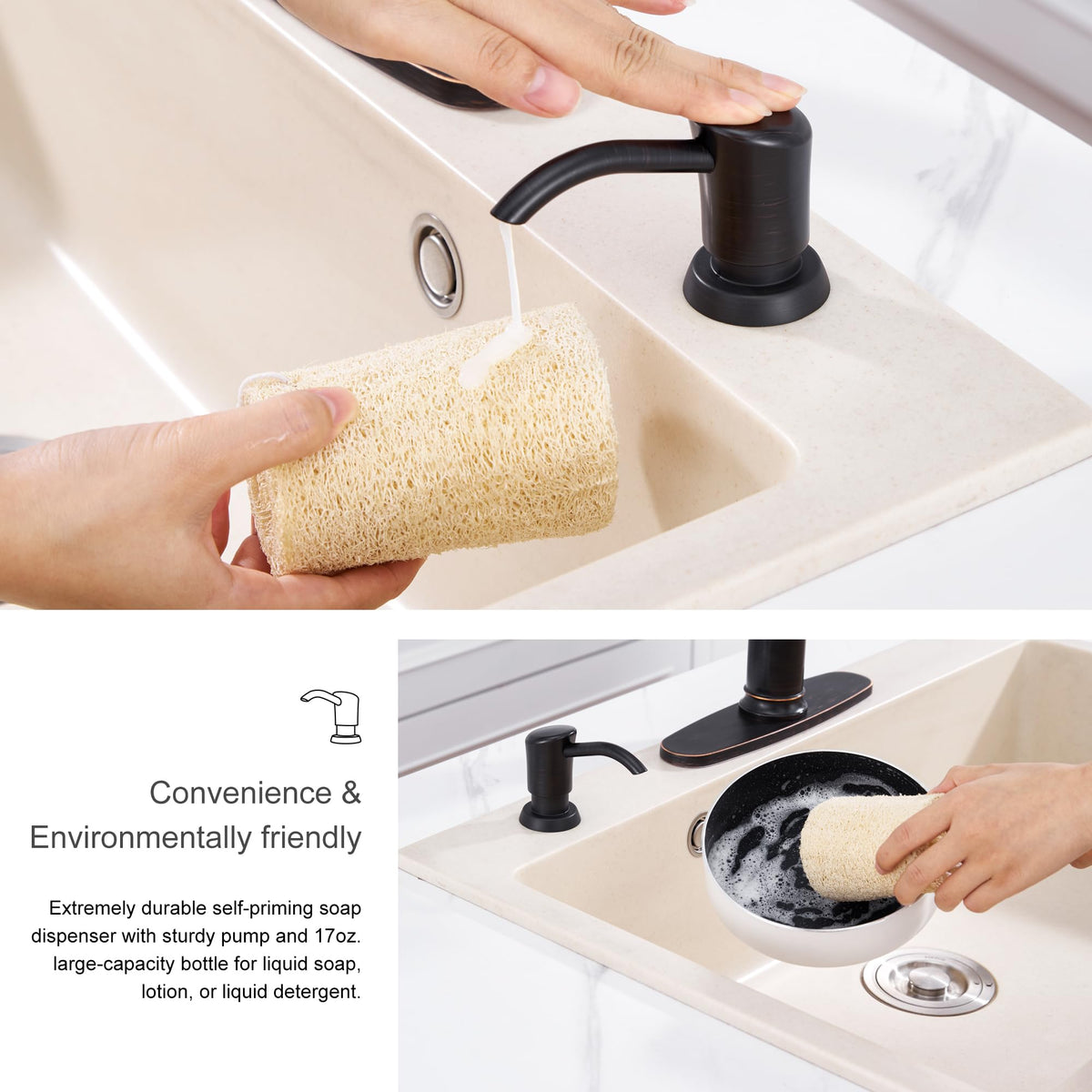 GAGALIFE Venetian Bronze finish, anti-fingerprint design coordinates with faucets.