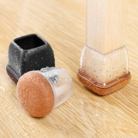 GAGUIUP felt pad bottom with integrated silicone sleeve shown on furniture leg.