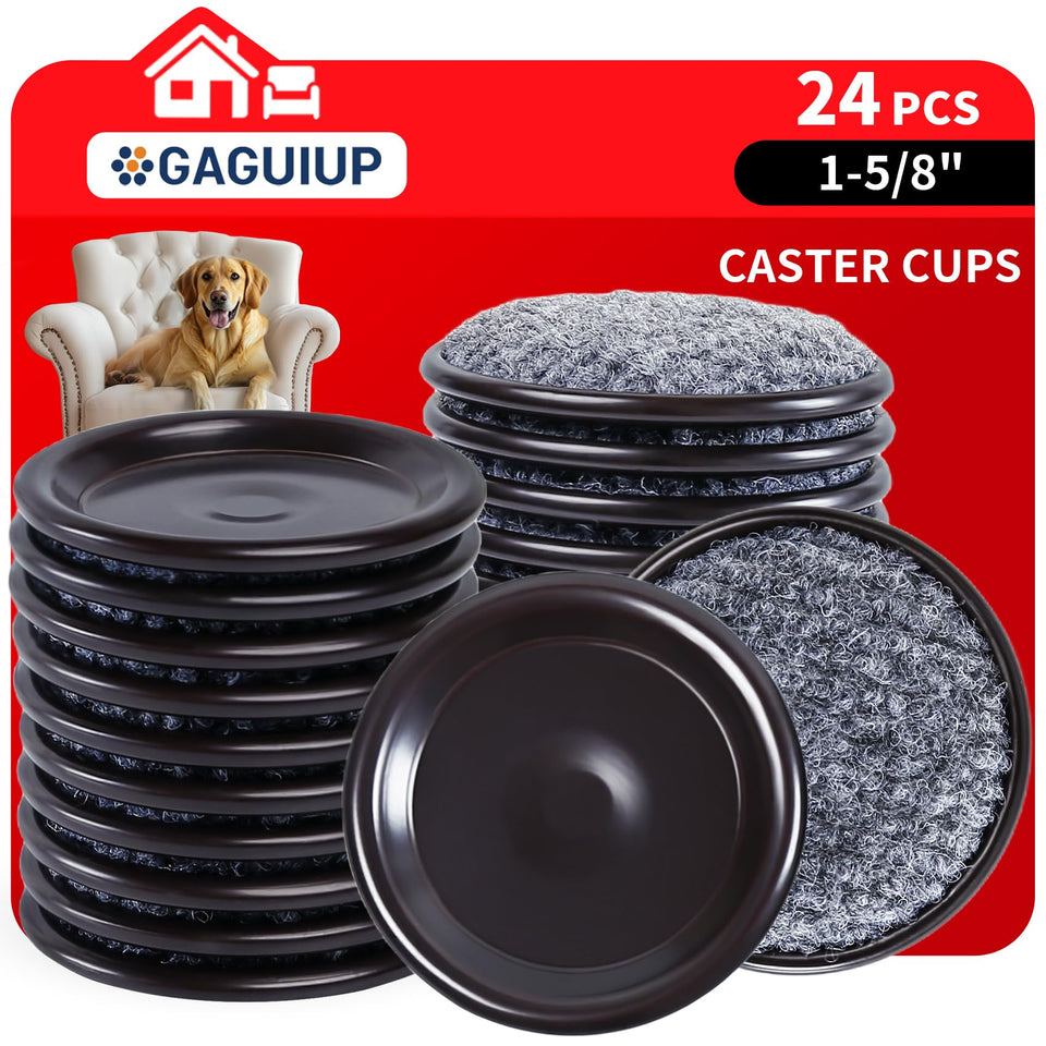 GAGUIUP round caster cups under a sofa to protect hardwood floors.