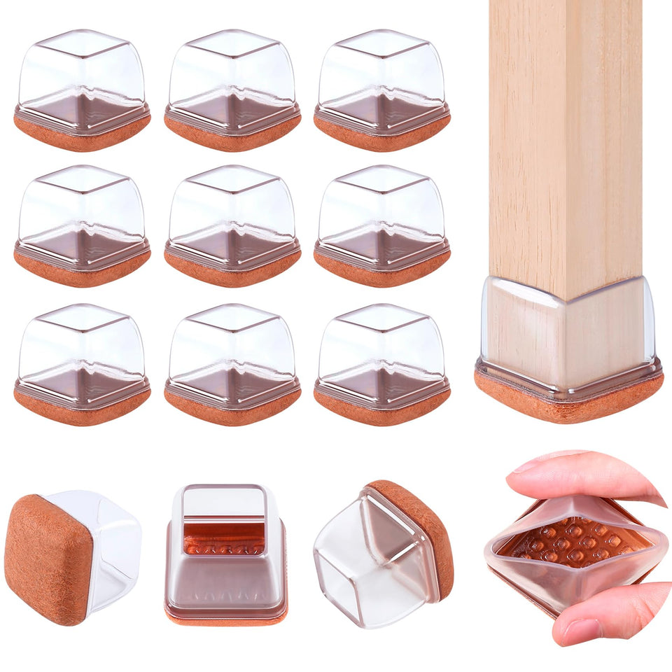 GAGUIUP square chair leg protector on hardwood floor; prevents scratches and enables smooth movement.