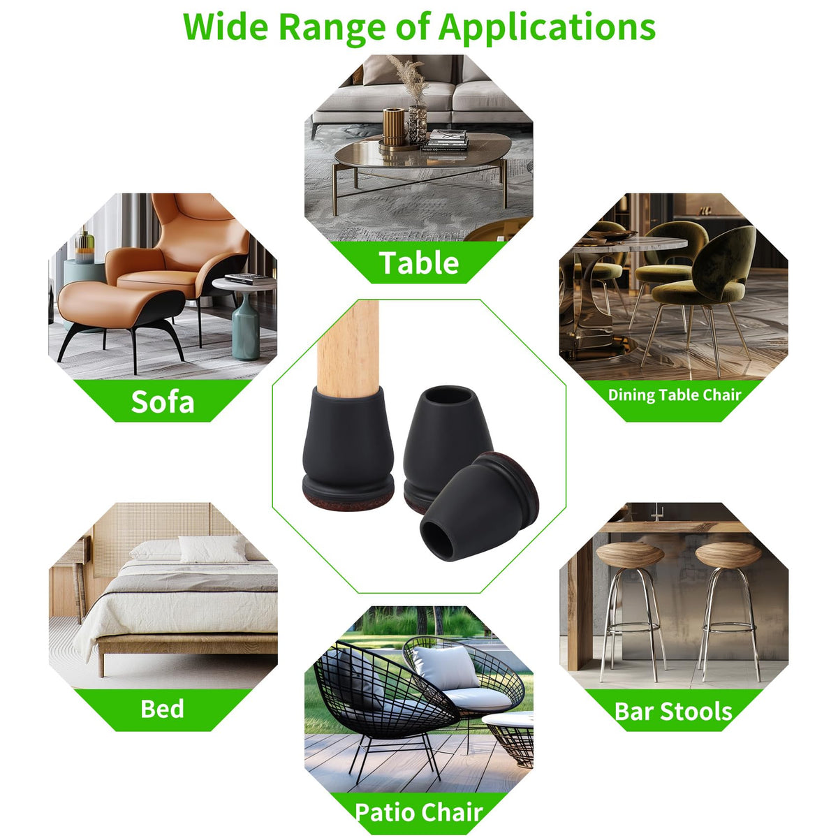 GAGUIUP washable and reusable chair leg protectors.