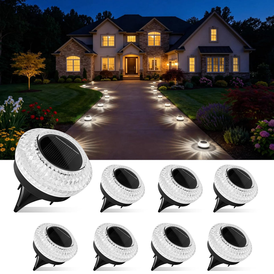 Gahomlumy solar ground light with diamond-cut lens for glare-free pathway illumination