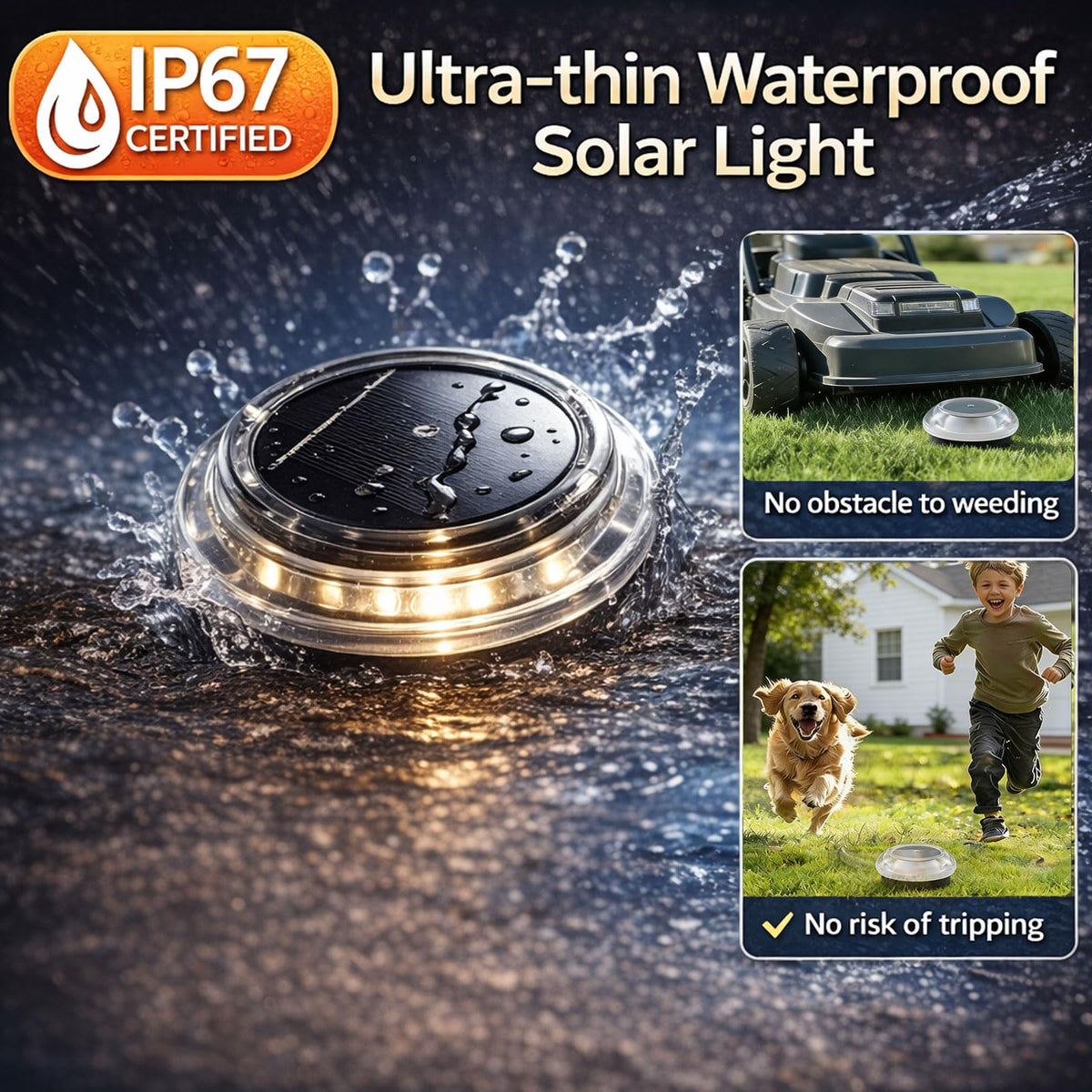Gahomlumy solar ground lights install flush with the ground, blending into lawns and steps.