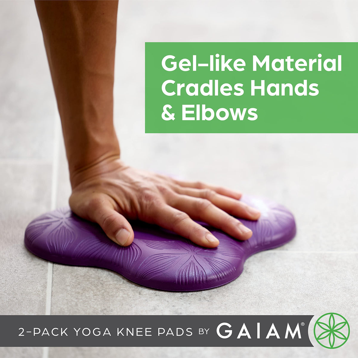 Gaiam Yoga Knee Pads stacked under elbows for extra cushioning during practice.