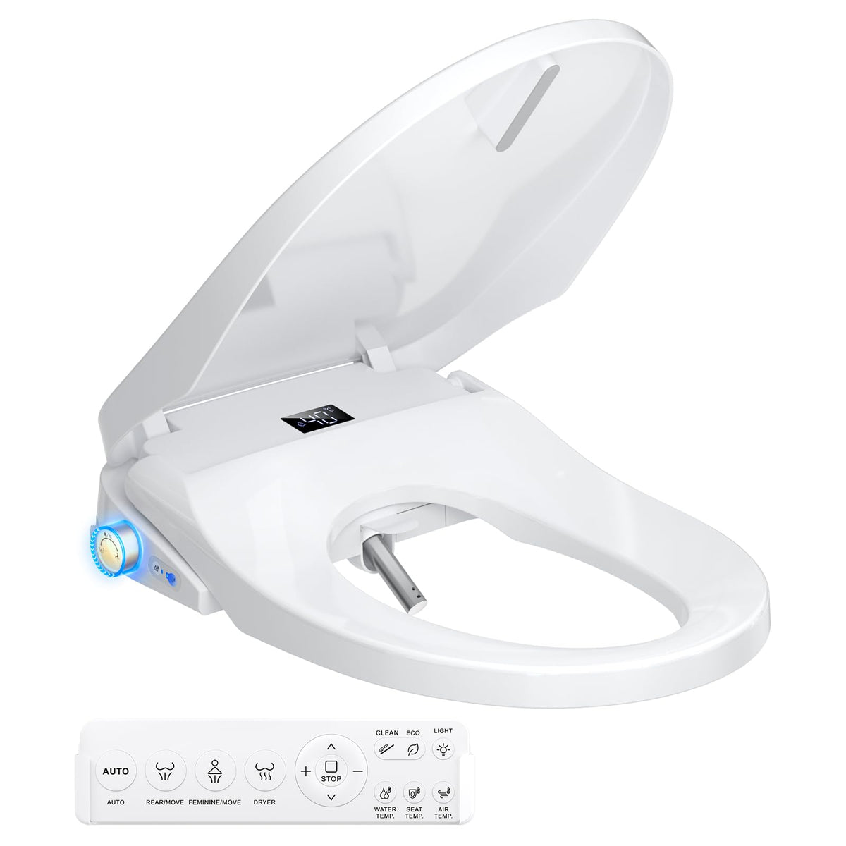 GAICOM bidet seat heat control demonstrates adjustable warmth for comfort