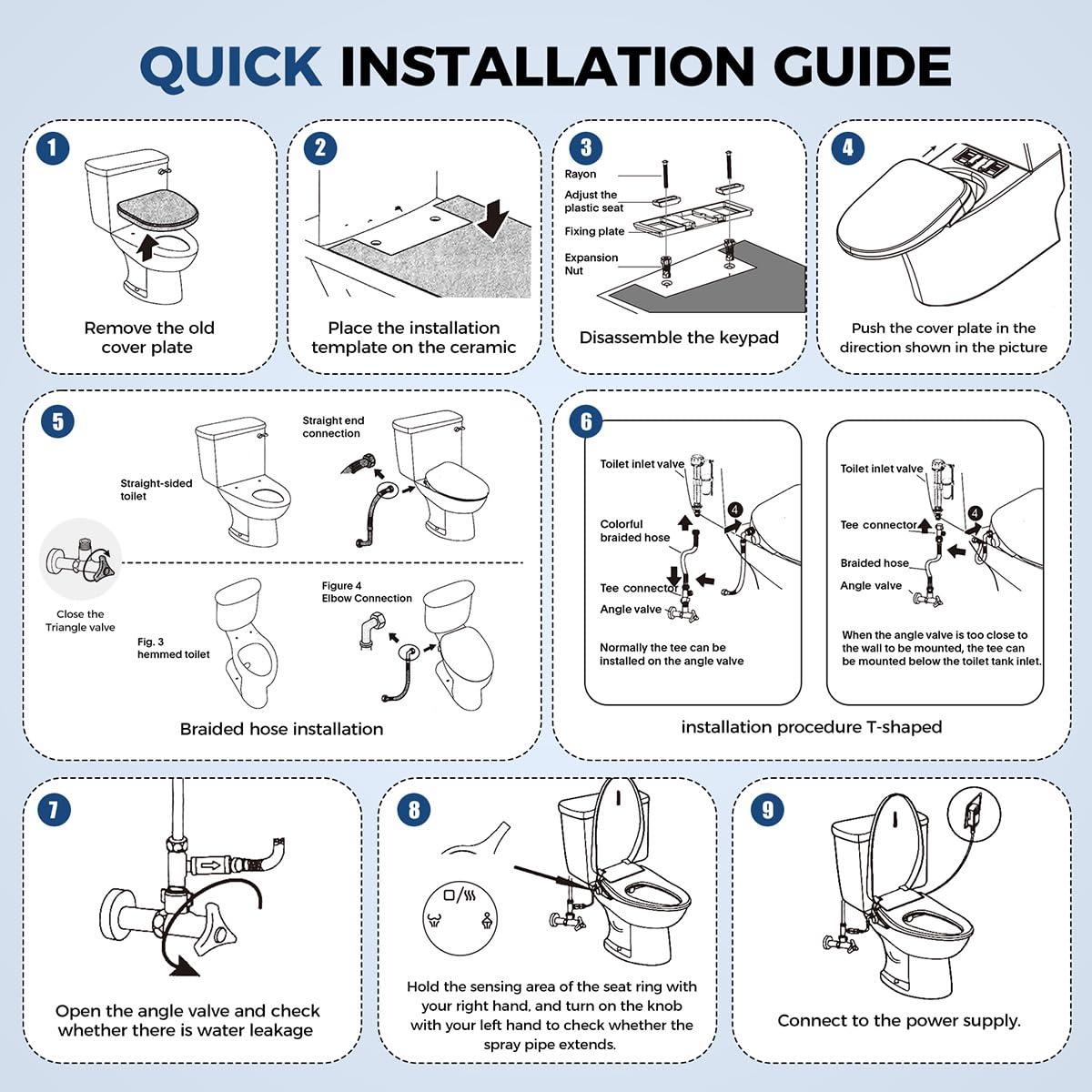 GAICOM bidet seat leak-proof connection emphasizes secure, mess-free plumbing