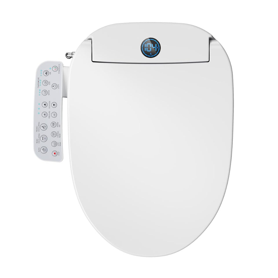GAICOM electric bidet seat elongated with instant warm water for a comfortable cleanse.