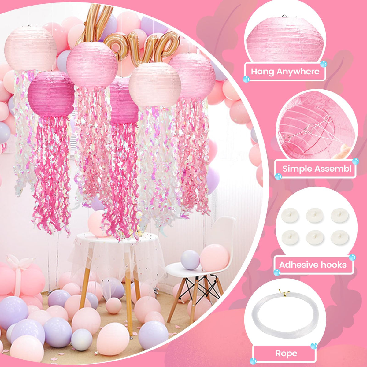 GAILROSO jellyfish lanterns light pink glow creates dreamy underwater ambiance