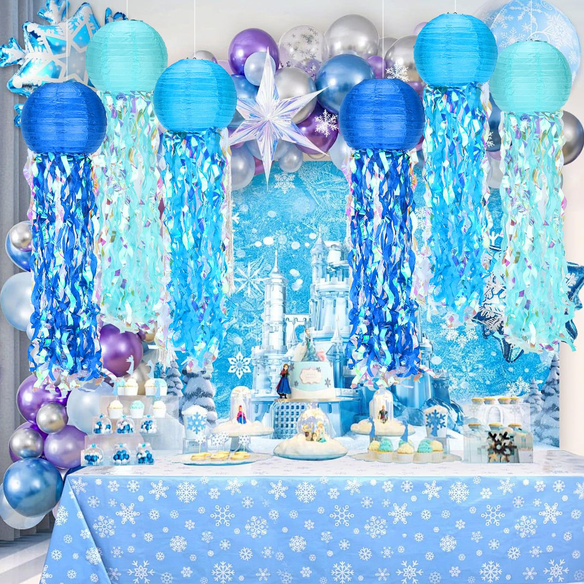 Gailroso lanterns hung from ceiling to create underwater ambiance