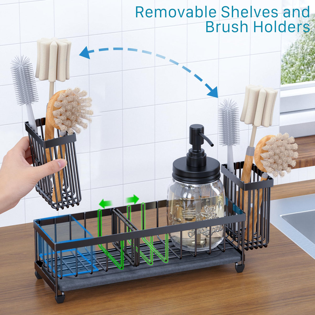 galasily 10-62 inch sponge holder expands kitchen storage for tools