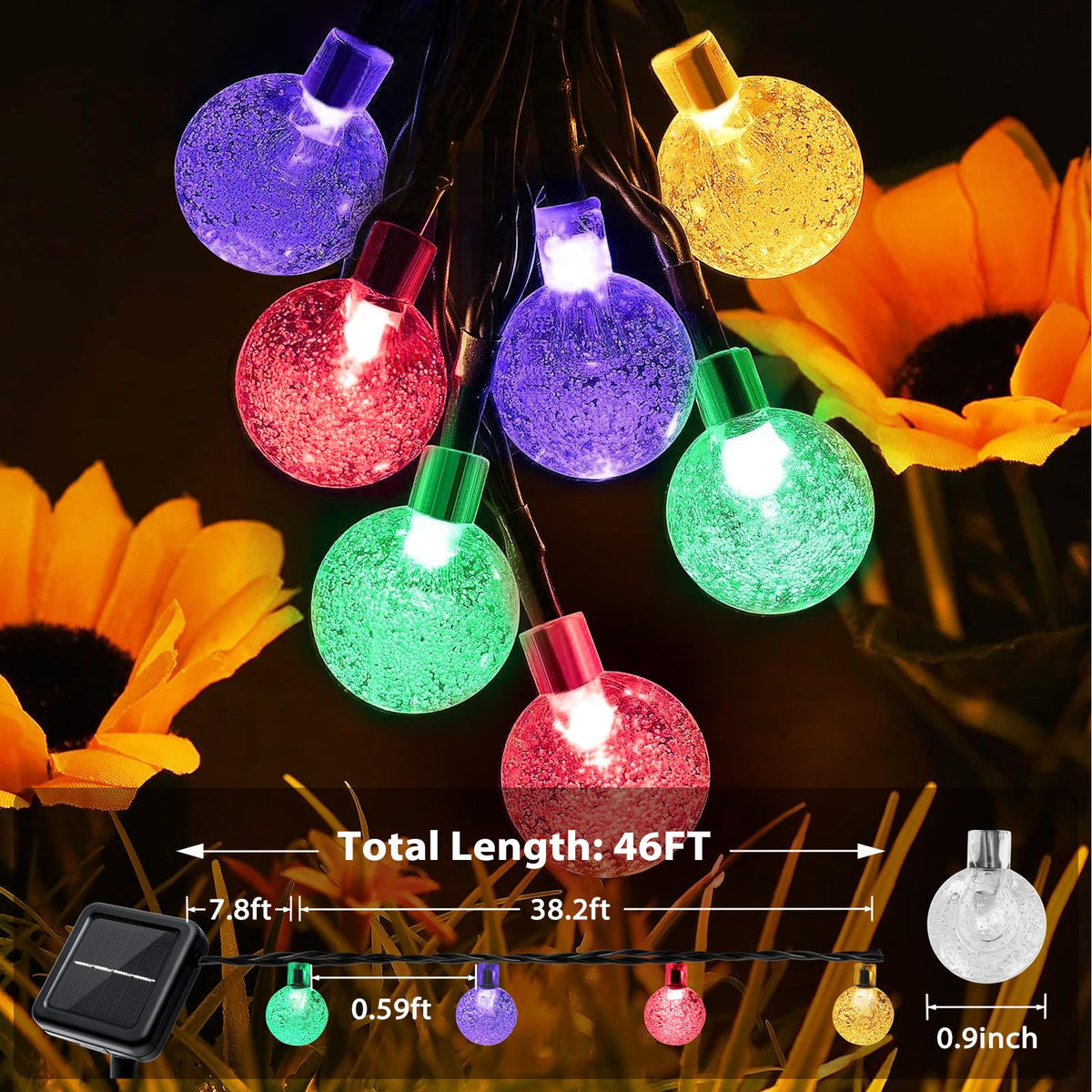 Galavasen 66 LED crystal globe bulbs glow in garden evening ambience