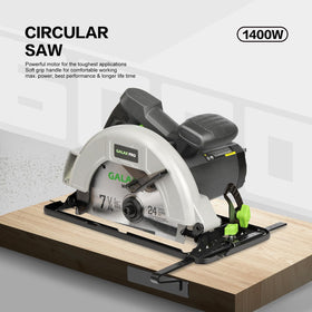 GALAX PRO circular saw left side highlights a powerful motor for clean, tough cuts.