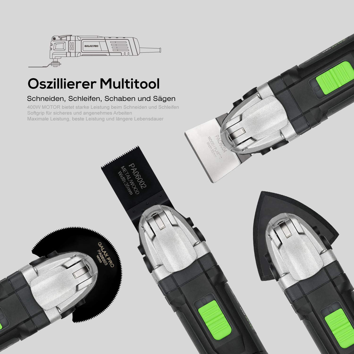GALAX PRO quick-clamp system shown for fast, tool-free accessory changes.