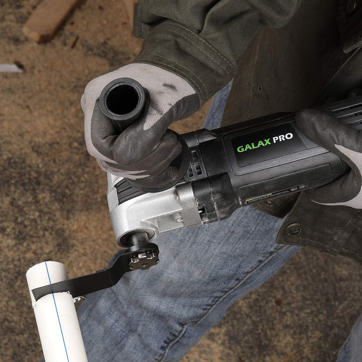 GALAX PRO sanding pad attached for smoother finishes on rough surfaces.
