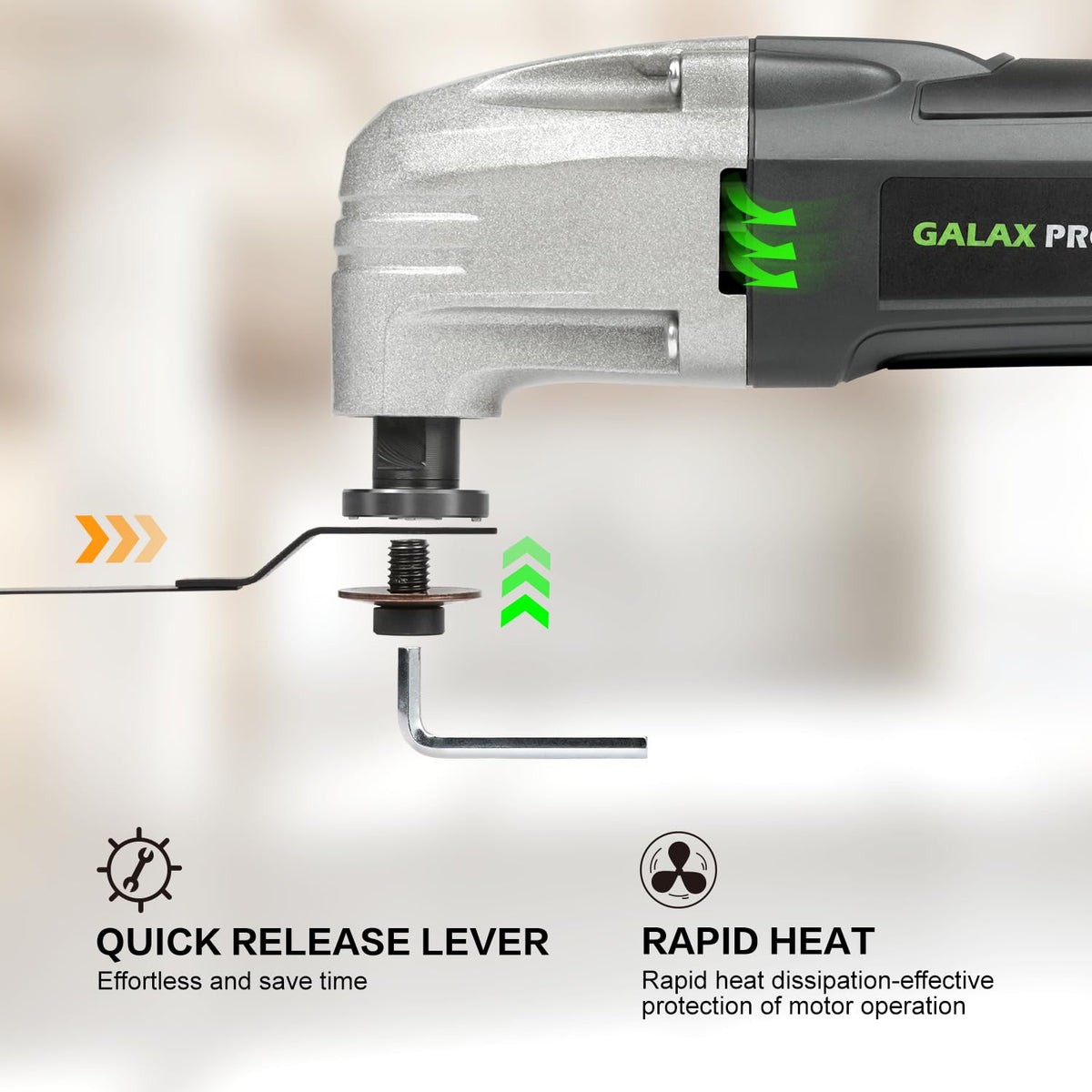 GALAX PRO scraper blade attached for glue removal precision