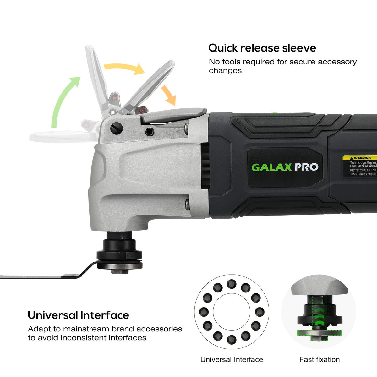 GALAX PRO variable-speed control with six settings for precision