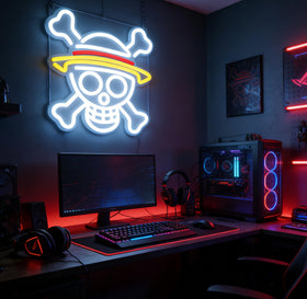 GALLIA One Piece neon sign mounted easily with pre-drilled holes.