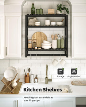 Galood 3-tier shelf for bathroom accessories in black finish