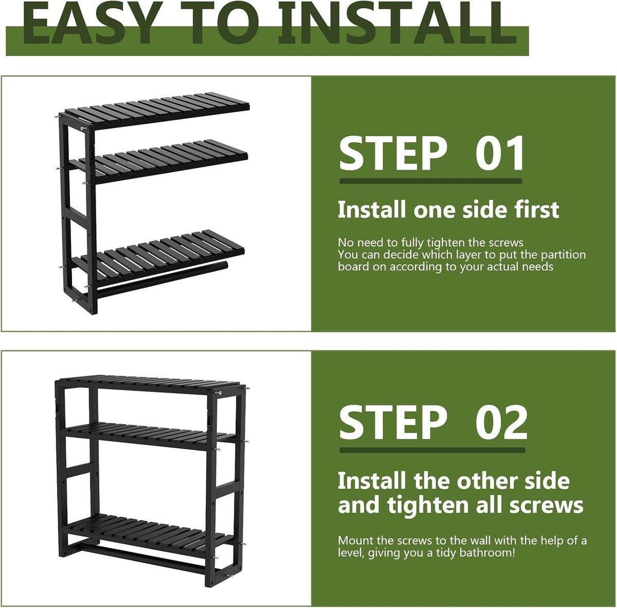Galood easy-install shelf with included hardware for quick mounting.