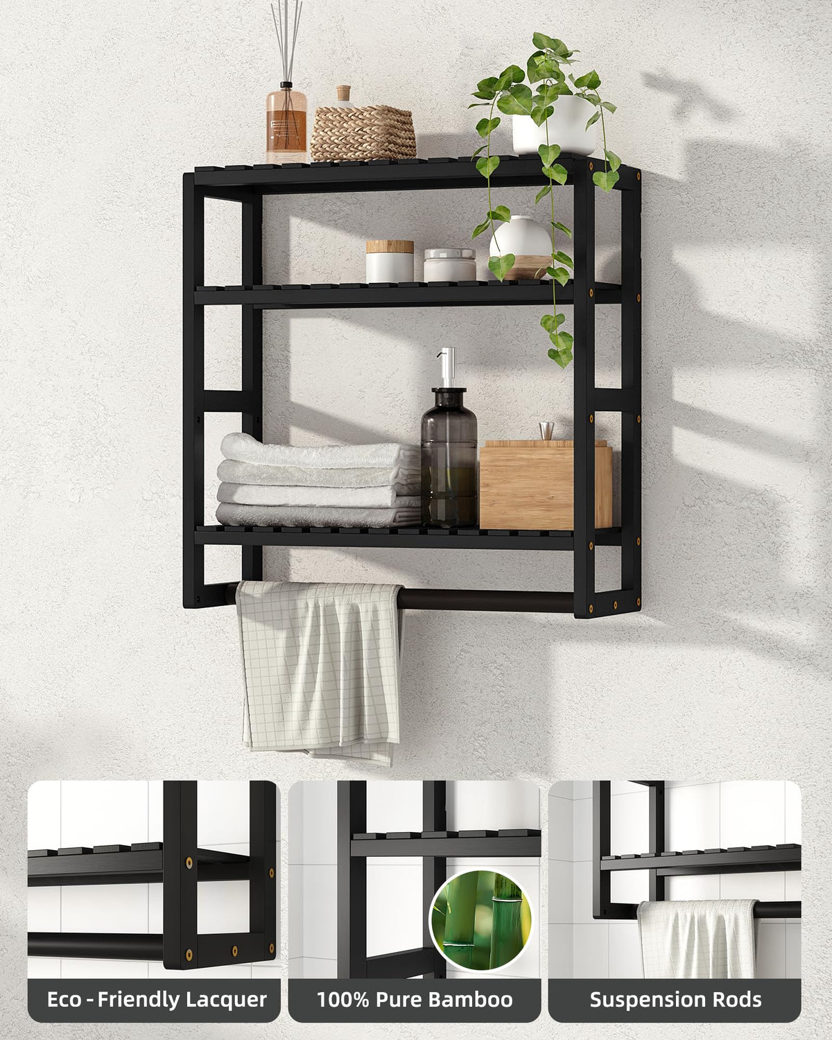 Galood Over-The-Toilet Storage side view highlighting sturdy wall mounting and compact footprint