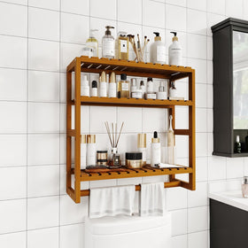 Galood wall-mounted bathroom shelf saves space while keeping items accessible.