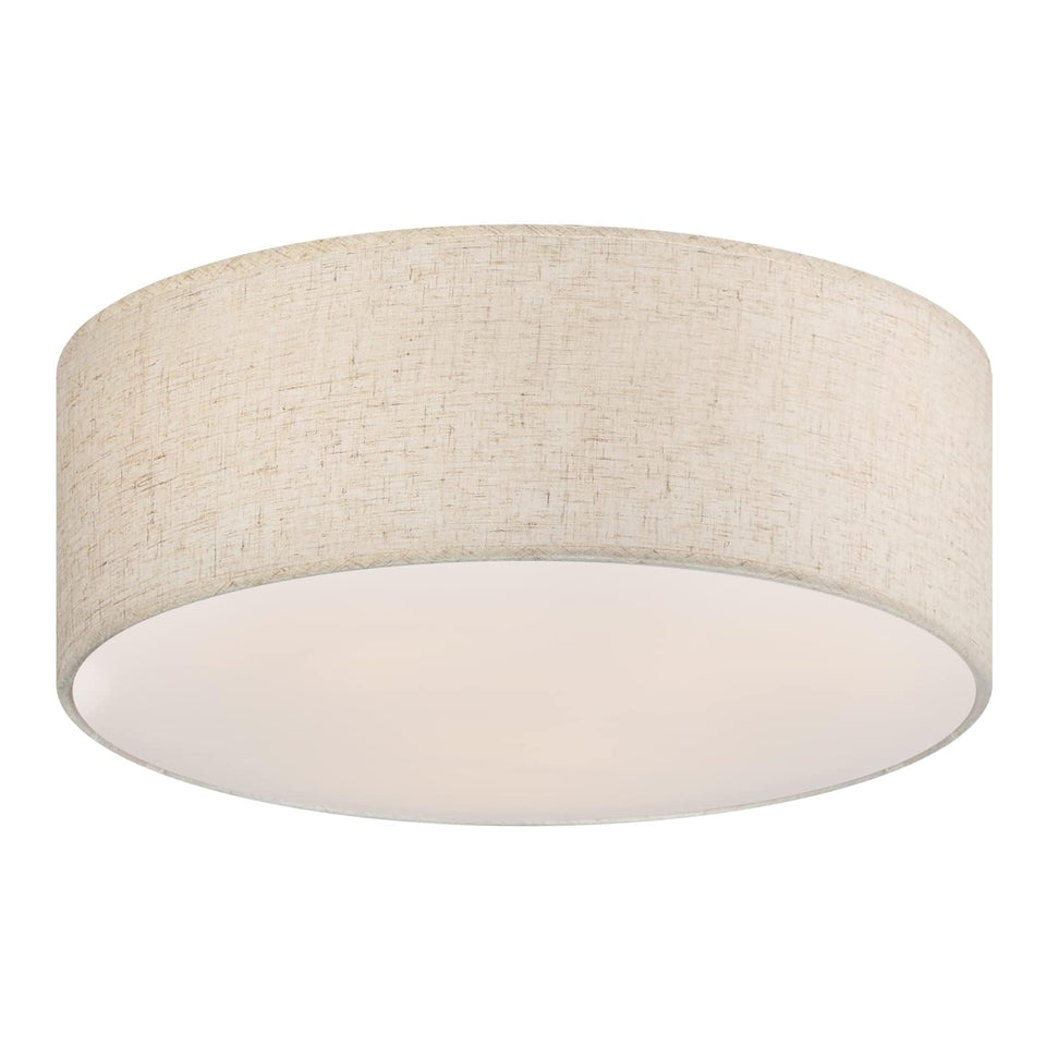 Galtlap 18 inch drum ceiling light with linen shade provides soft, even illumination.