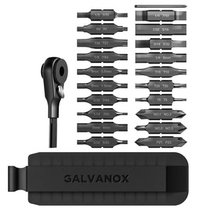 Galvanox 22PC kit with Leatherman bits sleeve for quick access.