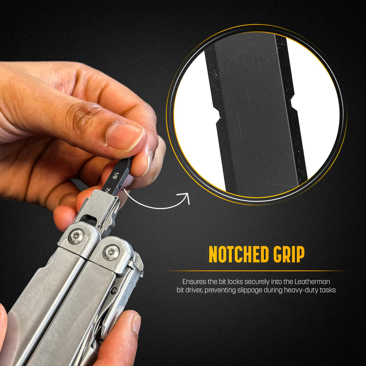 Galvanox compatibility with Leatherman models and flat-bit tools.