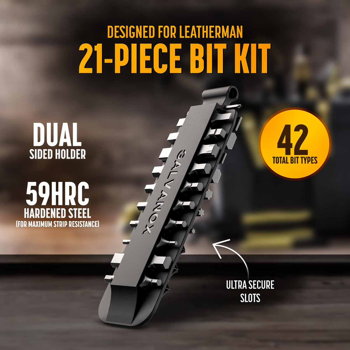 Galvanox magnetized bits improve screw retention during work.