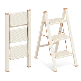 GameGem 3 Step Ladder open front view for easy reach and stability.