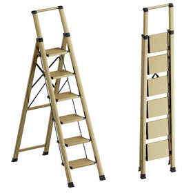 GameGem 6 Step Ladder folded-storage shows compact design and easy portability
