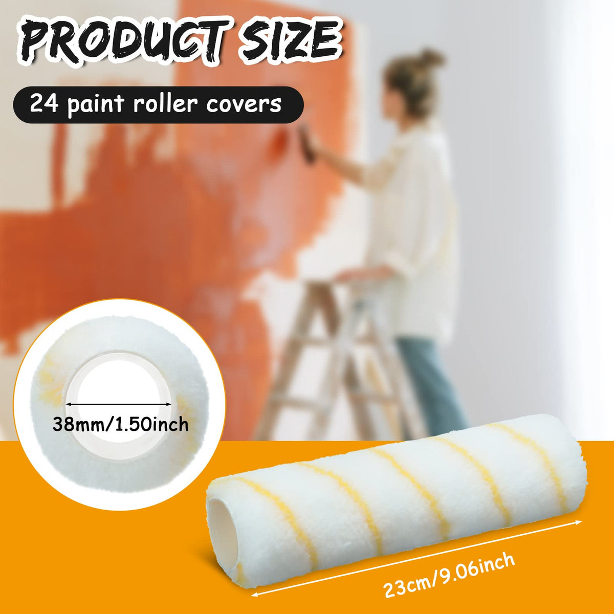 Gandeer 9-by-half-inch microfiber roller cover for smooth wall finishes
