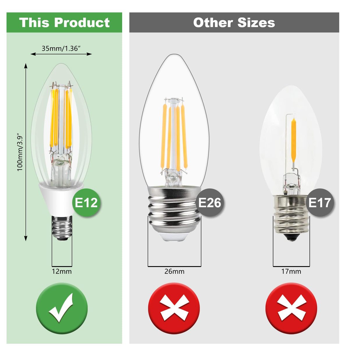 Ganiude E12 filament bulb garage light for reliable illumination.