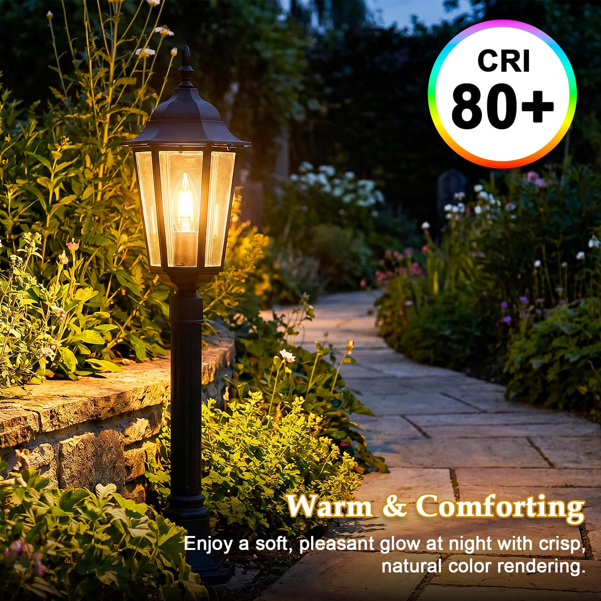 Ganiude dusk-to-dawn bulb provides 500 lumens for paths.