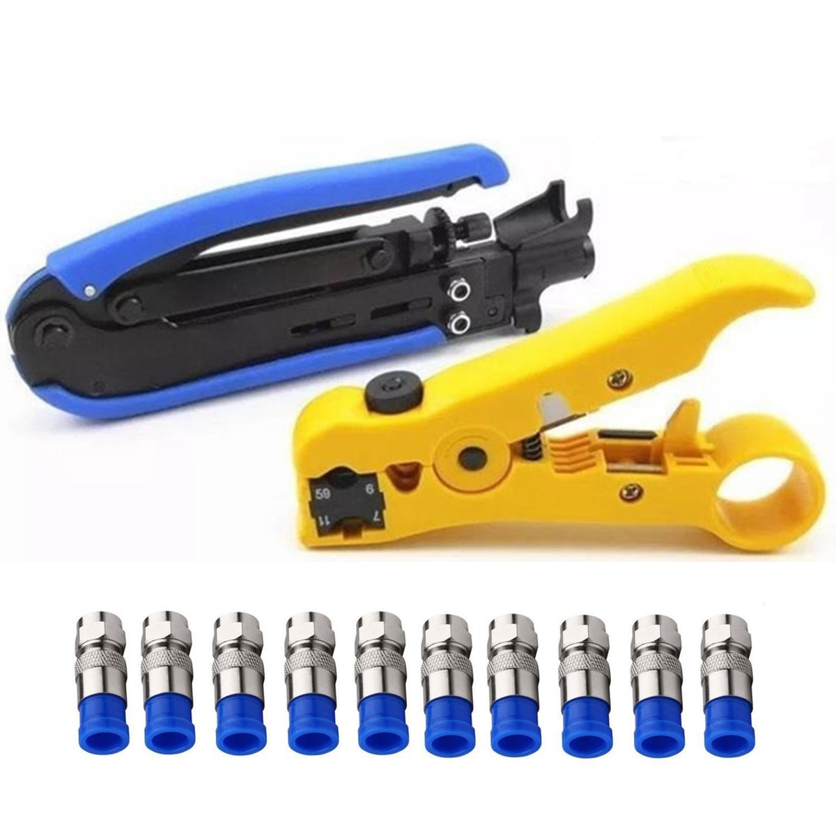 Gaobige coaxial crimp tool with adjustable screw for secure F-connector crimps